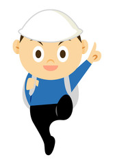 防災少年　全身　指差しポーズ