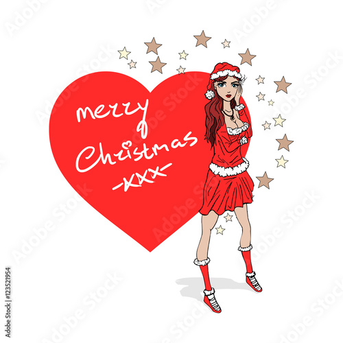 "Kerstkaart met kerstvrouw" Stock photo and royalty-free images on