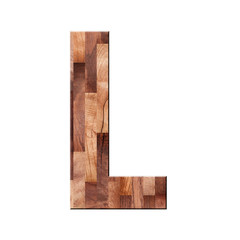 Wooden parquet alphabet letter symbol - L. Isolated on white background