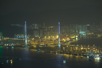Fototapeta na wymiar Stonecutters Bridge in Hong Kong