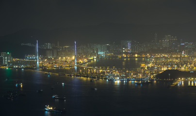 Fototapeta na wymiar Stonecutters Bridge in Hong Kong