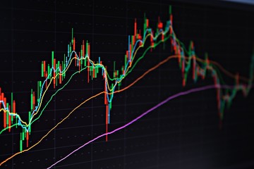 Business or finance background : Display of stock market, stock exchange data or graph on monitor,...
