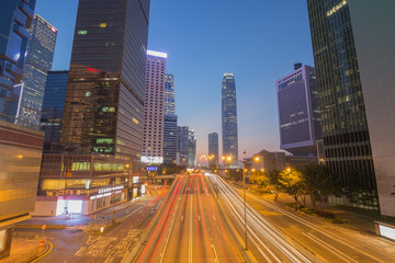 Fototapeta na wymiar Hong Kong city and traffic of street at night