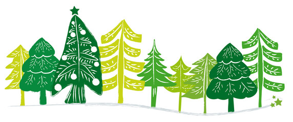 dekorativer weihnachtlicher Wald in grün