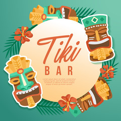 Tiki Tribal Mask : Hawaiian Elements : Vector Illustration 