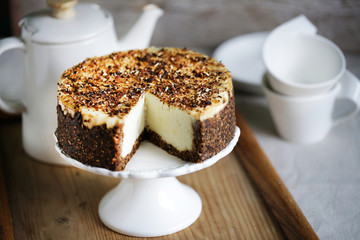 Whole grain cream cheese cake with sprouted wheat, healthy