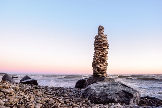 High stack of stones