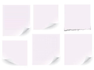 Set of white paper on white background. Vector illustration, Eps10.