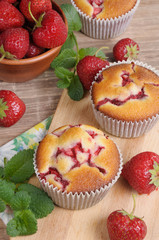 Muffin with strawberries
