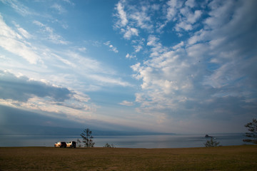 Fototapeta premium Summer on Lake Baikal. Warm evening on Olkhon.
