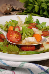 Vegetable soup with chicken