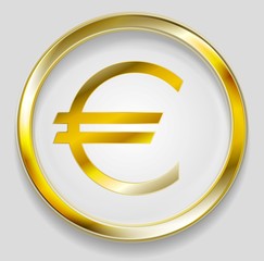 Concept golden euro symbol logo button