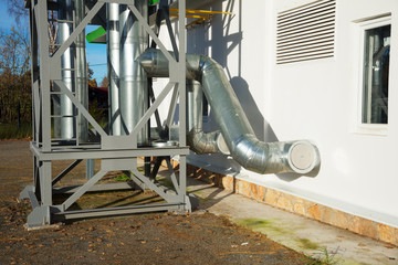 Shine pipeline outside of new boiler Center