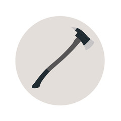  Icono plano hacha bombero gris en círculo gris