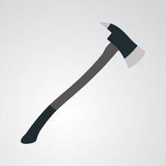  Icono plano hacha bombero gris en fondo degradado