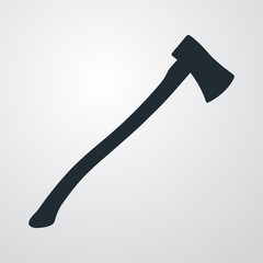 Icono plano silueta hacha de leñador en fondo degradado