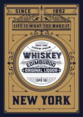 Western label for whiskey or other products.