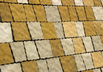 color paving slabs in the background