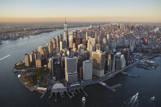 USA, New York, Aerial photograph of New York City and Manhattan Island