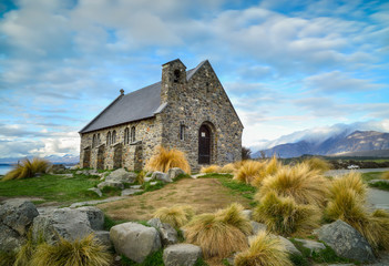 Fototapeta premium Church of the Good Shepherd built since 1935, Lake Tekapo, New Z
