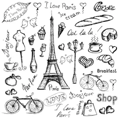 Keuken spatwand met foto  Paris symbols. © naum