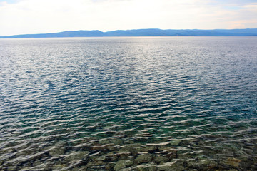 Blue sea transparent shallow water