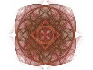 Red square floral pattern in the form of an abstract fractal