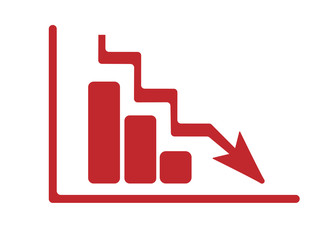 Red arrow. Graph falling point arrow for business artwork for design on modern presentation and website design