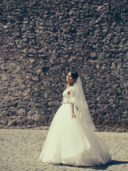 pretty bride in white dress