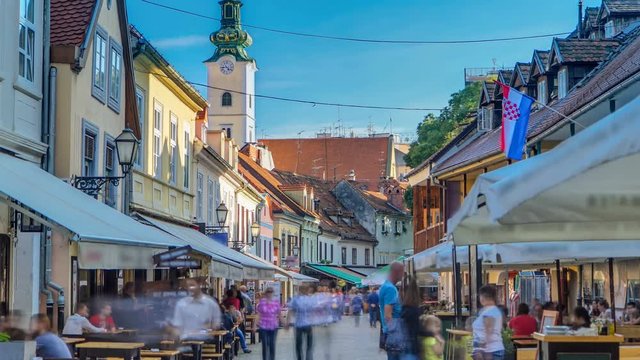 Street ivana racica timelapse in croatian capital zagreb is during sunny day in summer. ZAGREB, CROATIA