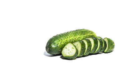 Sliced cucumber isolated on white horizontal