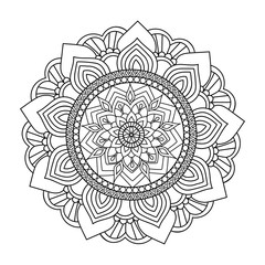 Vector hand drawn doodle mandala for coloring book. 