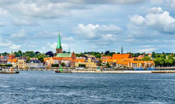 View of Helsingor or Elsinore from Oresund strait - Denmark