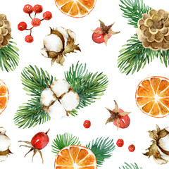 Christmas seamless watercolor pattern