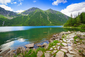 Eye of the Sea lake in Tatra mountains, Poland - obrazy, fototapety, plakaty