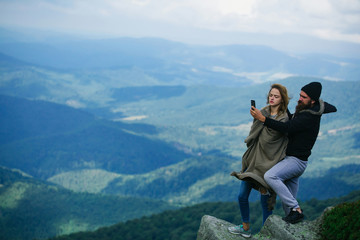 Fototapeta premium Young couple take selfie