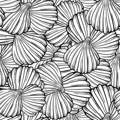 Vector seamless pattern with sea shells