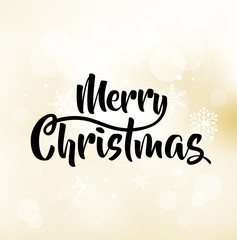 Merry Christmas greeting card, poster and banner with lettering