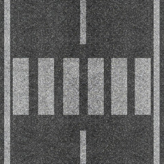 Seamless texture of grey asphalt road with white stripes