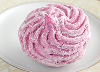 Handmade zephyr covered with powdered sugar