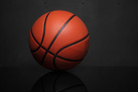 A picture of a basketball close up