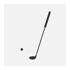 Golf Icon Symbol. A hand drawn vector illustration of a golf ball and a golf stick.