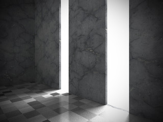 Empty concrete walls room interior. Dark architecture background