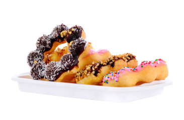 doughnut in white plate on a white background