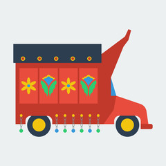 Pakistani truck flat vector