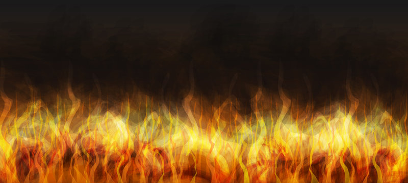 Realistic fire on a dark background.