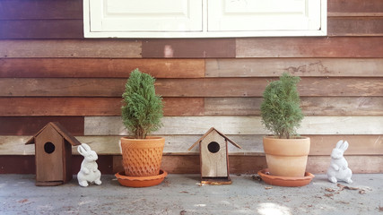 decking and plant with small garden decorative, vintage style.
