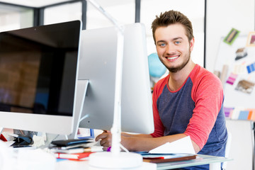 Young man working in office