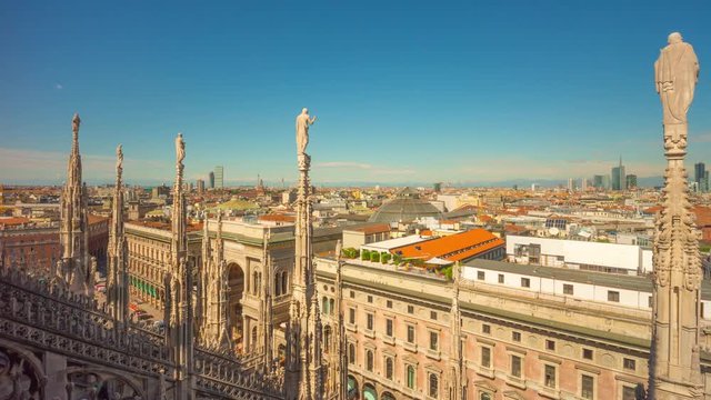 day milan duomo cathedral rooftop gallery vittorio emanuele panorama 4k time lapse italy
