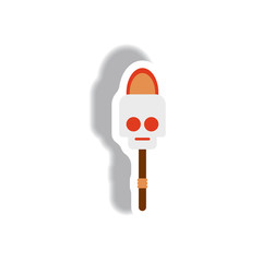 Vector illustration paper sticker Halloween icon torch and skull